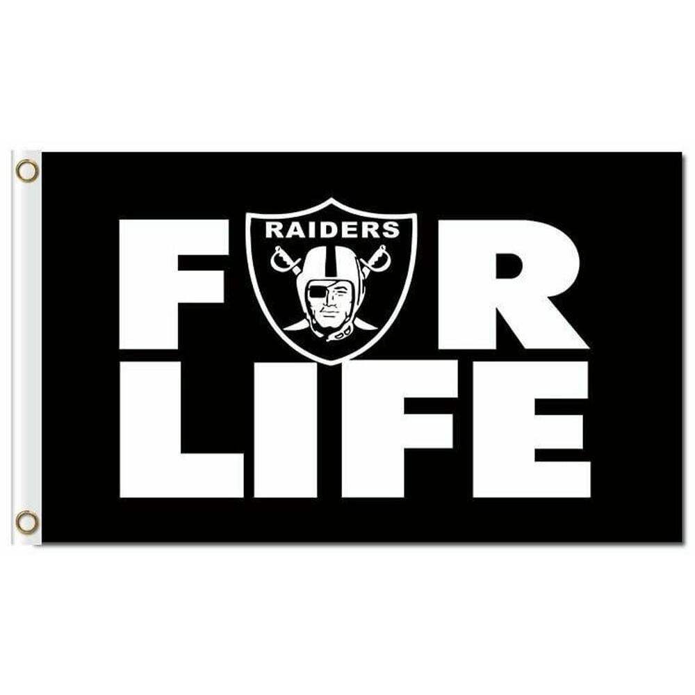 Raiders For Life NFL Flag‎ 3x5 ft Sports Banner Man Cave Garage Vegas Oakland